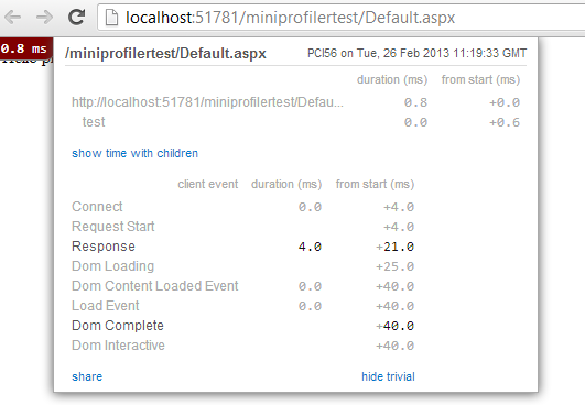 Miniprofiler for ASP.NET web site