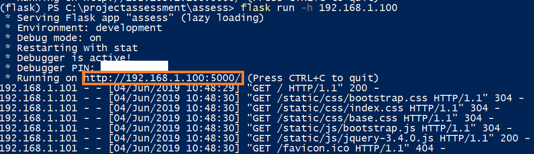 0xs1f Configure Flask dev server to be visible across the network