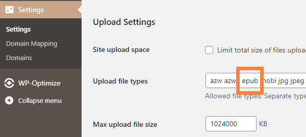 2tyzk .epub file blocked despite ALLOW_UNFILTERED_UPLOADS set to true