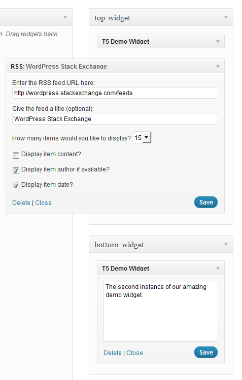 Programmatically add widgets to sidebars