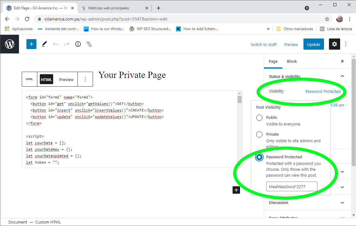 7acjg How to force Authentication on REST API for Password protected page using custom table and fetch() without Plugin