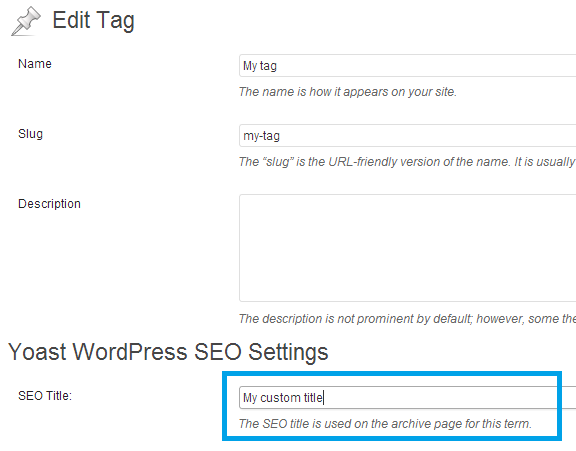 The tag archive edit screen