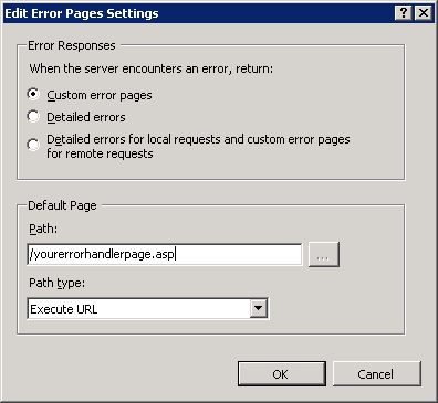 Setting custom error pages