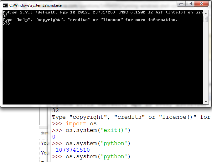 Running windows shell commands with python