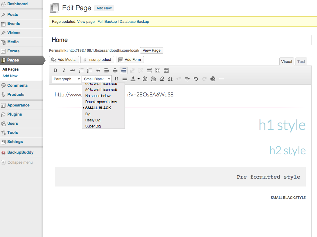 Custom styles drop-down only carrying styles for ONE custom style