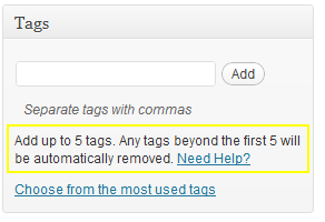 Tags Meta Box Note WordPress