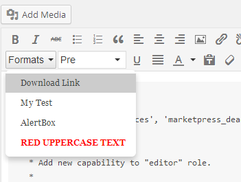 TinyMCE: adding CSS to format dropdown