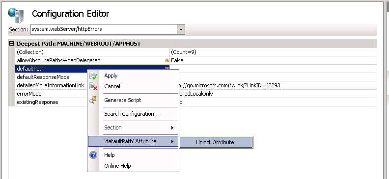 Unlocking the defaultPath attribute