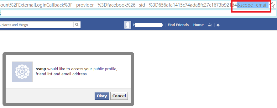 Facebook web application extended permissions second step dont show