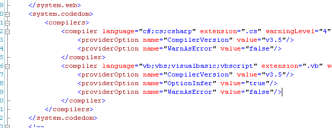 Compiler version settings