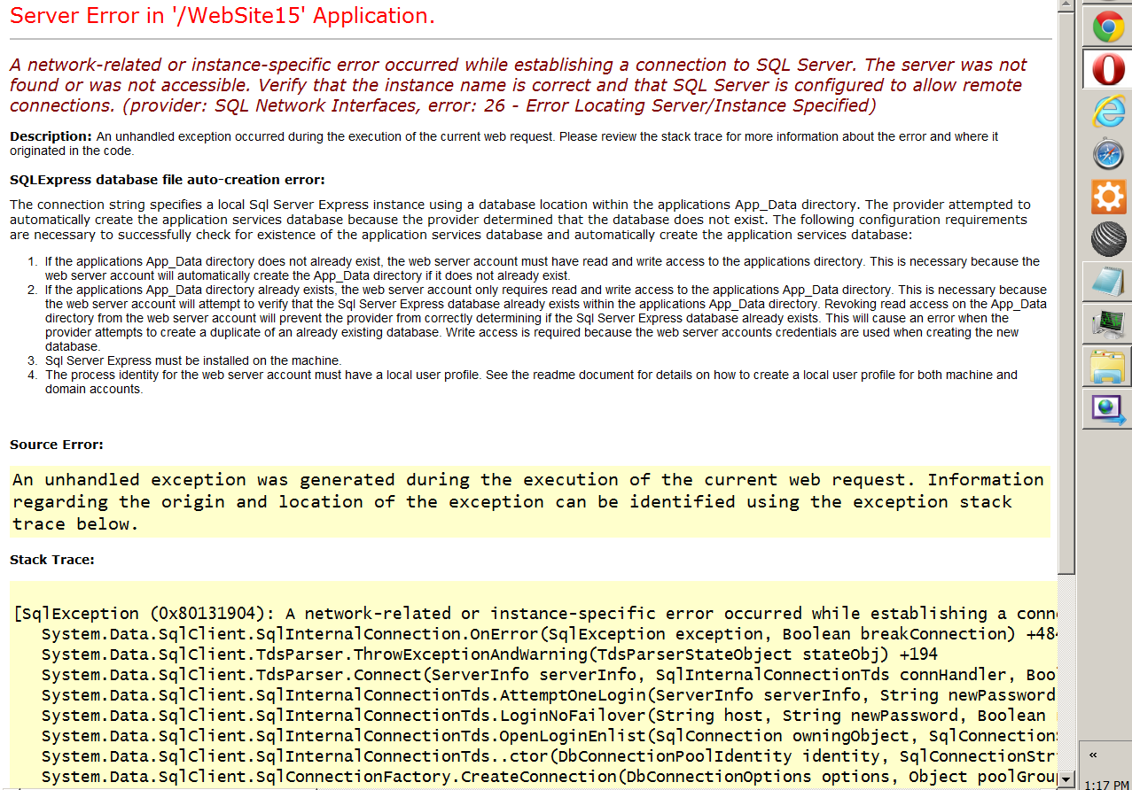 Error I get