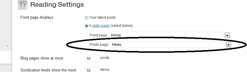 Front page displays settings