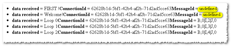 First arbitrary messages in signalR has no messageID?