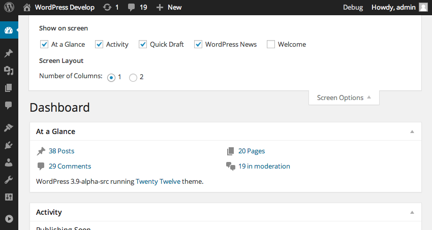 Screenshot of the Screen Layout setting