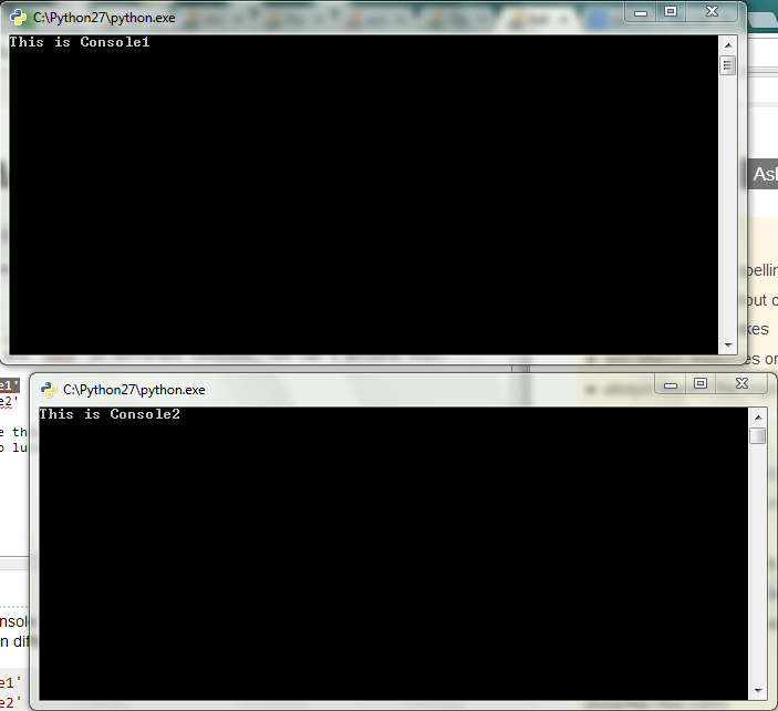 How can I open two consoles from a single script