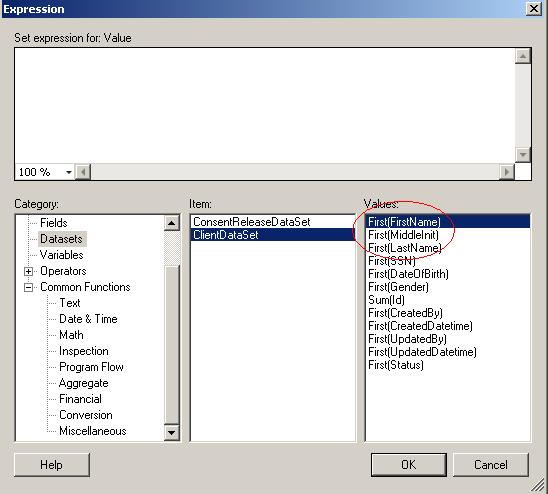 See the circled fields that I want to concatenate