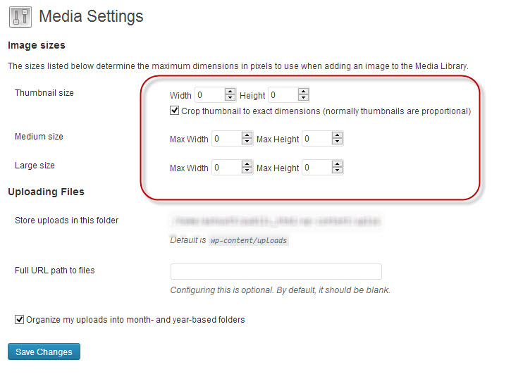Media Settings Page