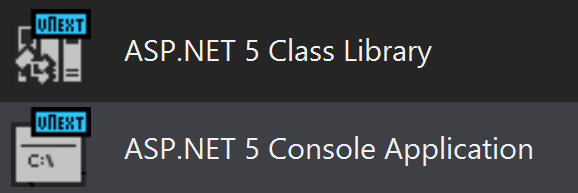 vNext Project templates in Visual Studio 2015