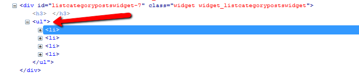 First item in each category list is not a link