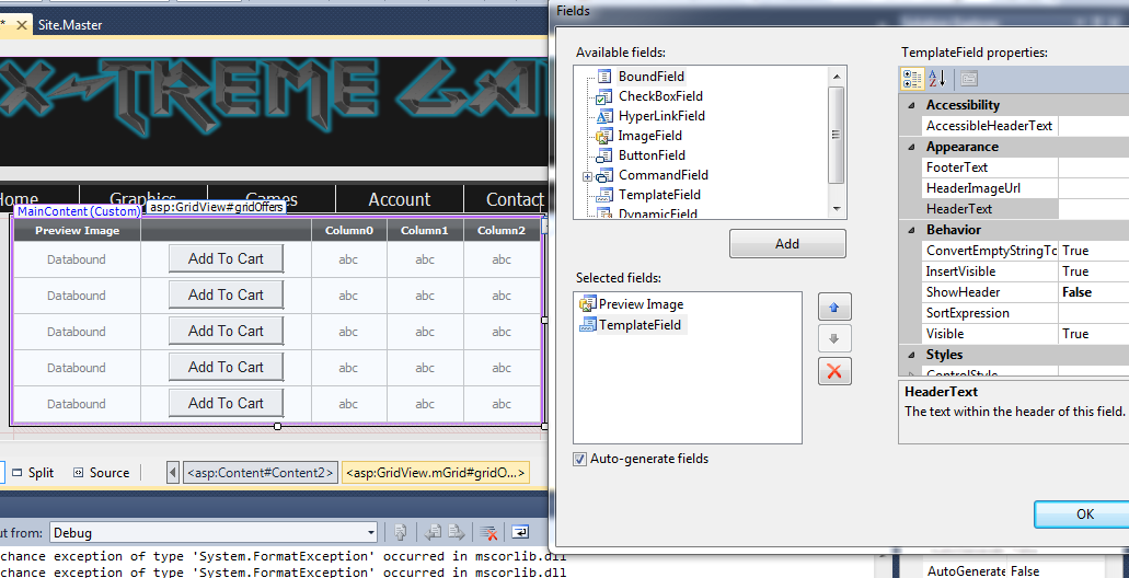 Place button as LAST column in gridview
