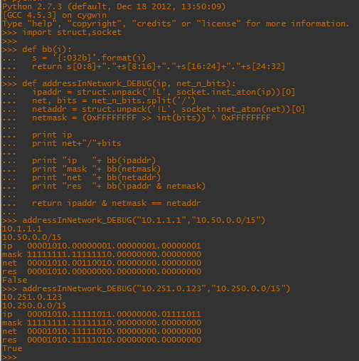 How can I check if an ip is in a network in Python?