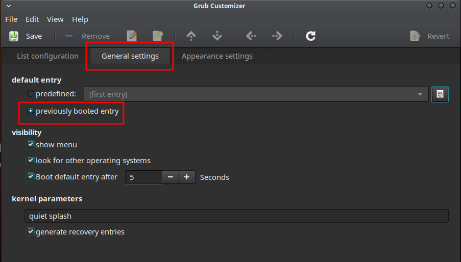uxw1p Set default kernel in GRUB