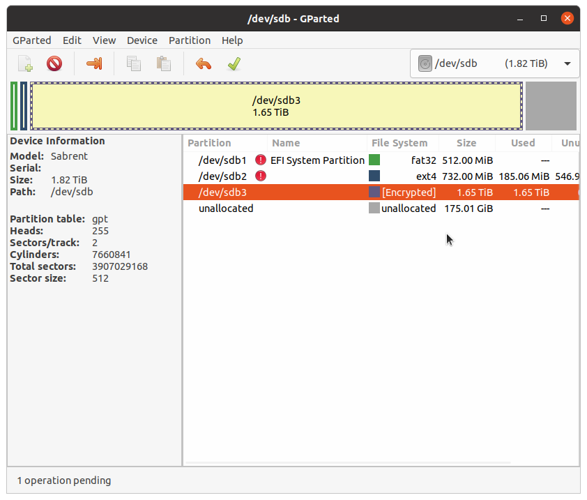 v53uv Extend a LUKS encrypted partition to fill disk