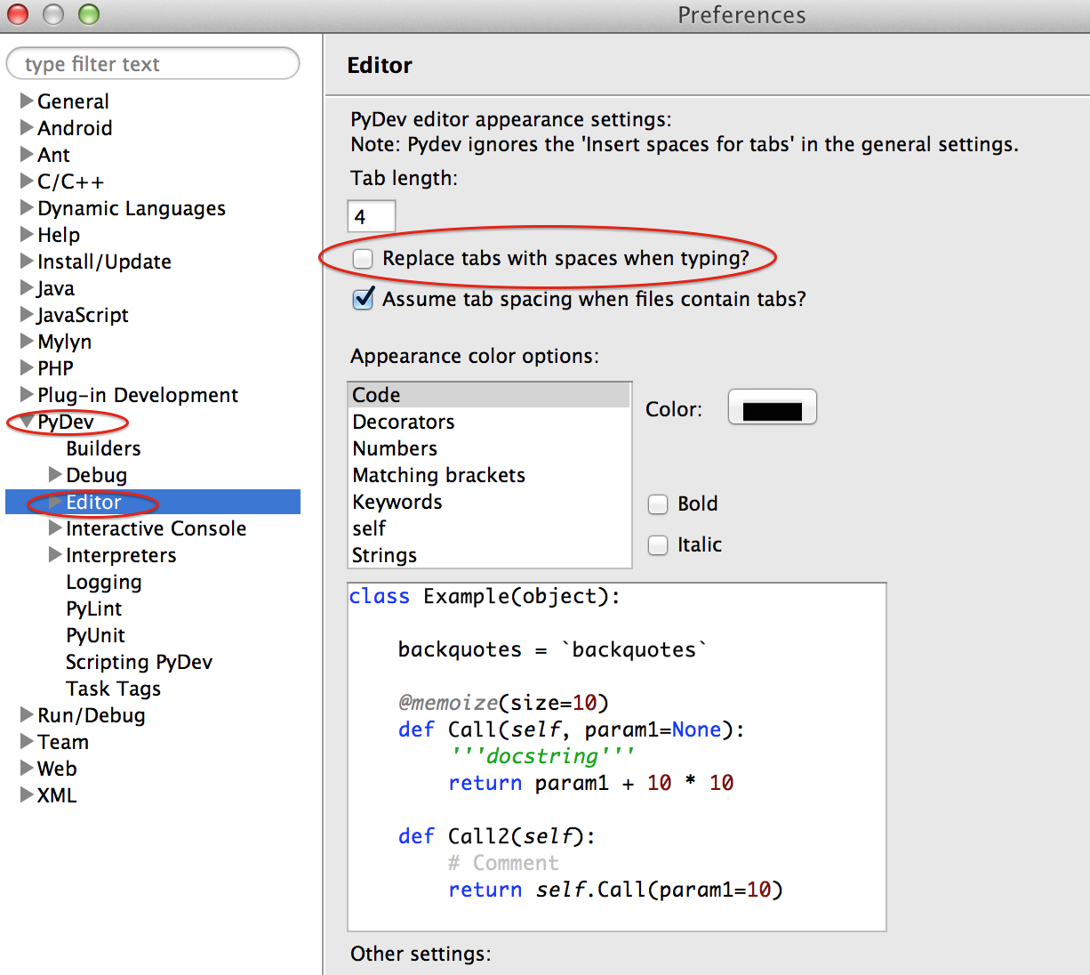 ve5td pydev @ Eclipse