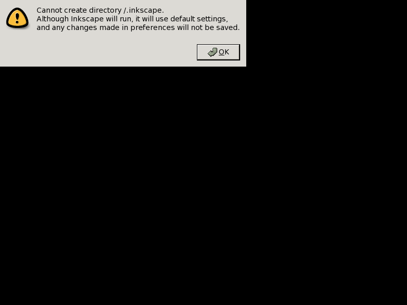 Cannot create directory /.inkscape
