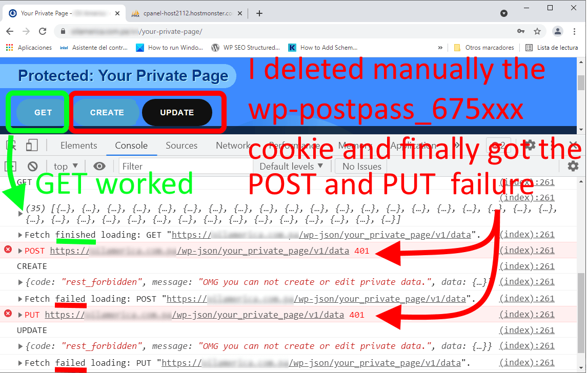 xubqy How to force Authentication on REST API for Password protected page using custom table and fetch() without Plugin