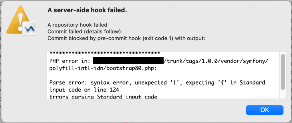 y6kfx A server-side hook failed when committing plugin code to SVN