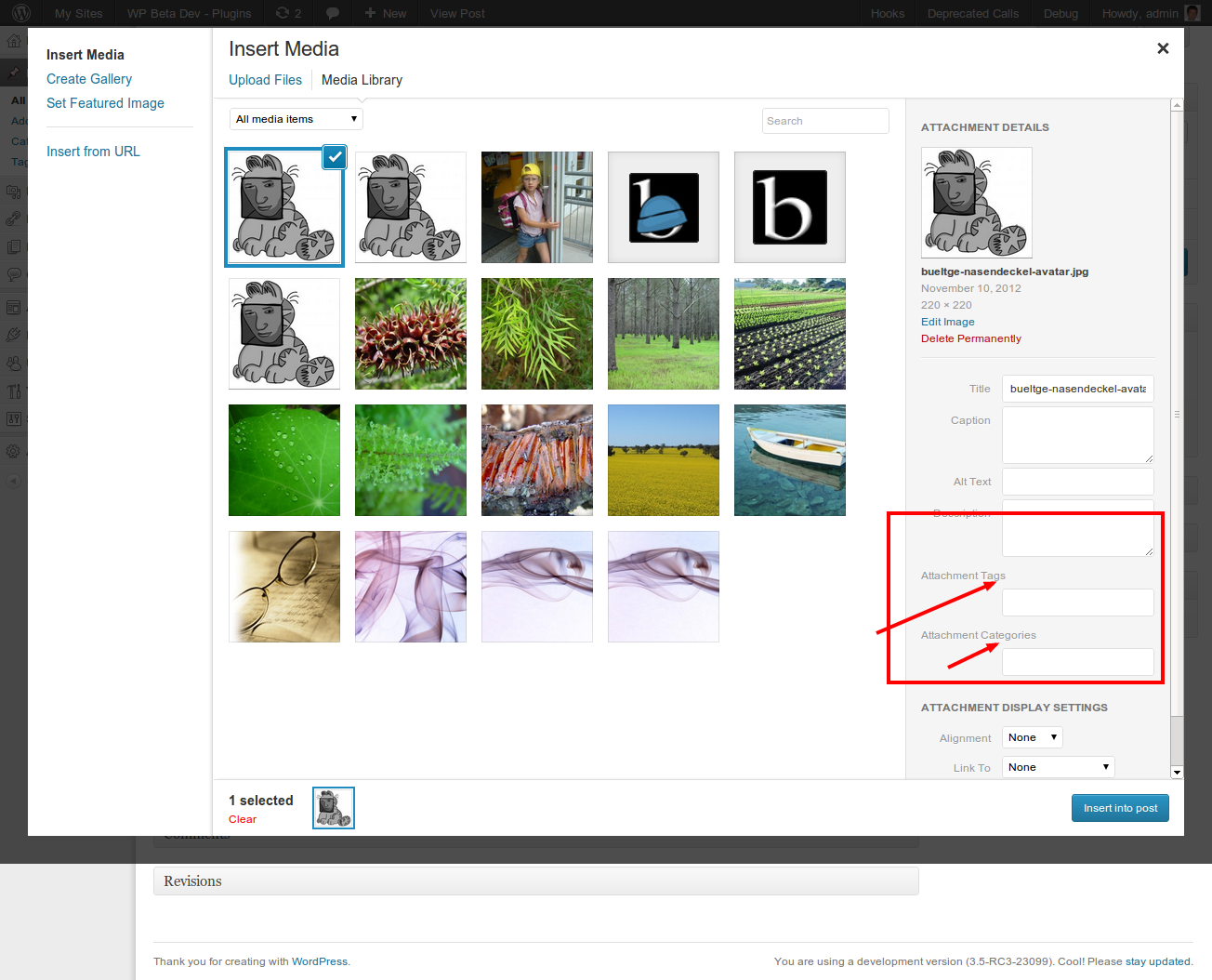 Edit attachment in modal box