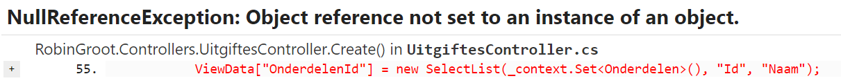 NullReferenceExeption in controller