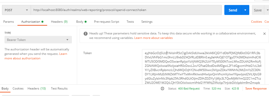 am3rg Postman keycloack issuedFor
