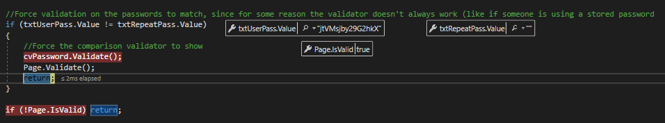 ggdkp Does a stored password Break the ASP.NET CompareValidator?