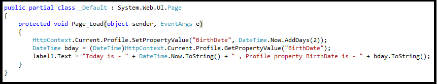 iyywo Code Behind Profile Properties
