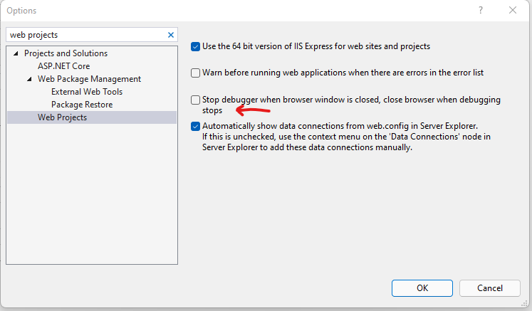 misci Visual Studio Do not open new browser instance