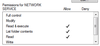 myrda NETWORK SERVICE permissions