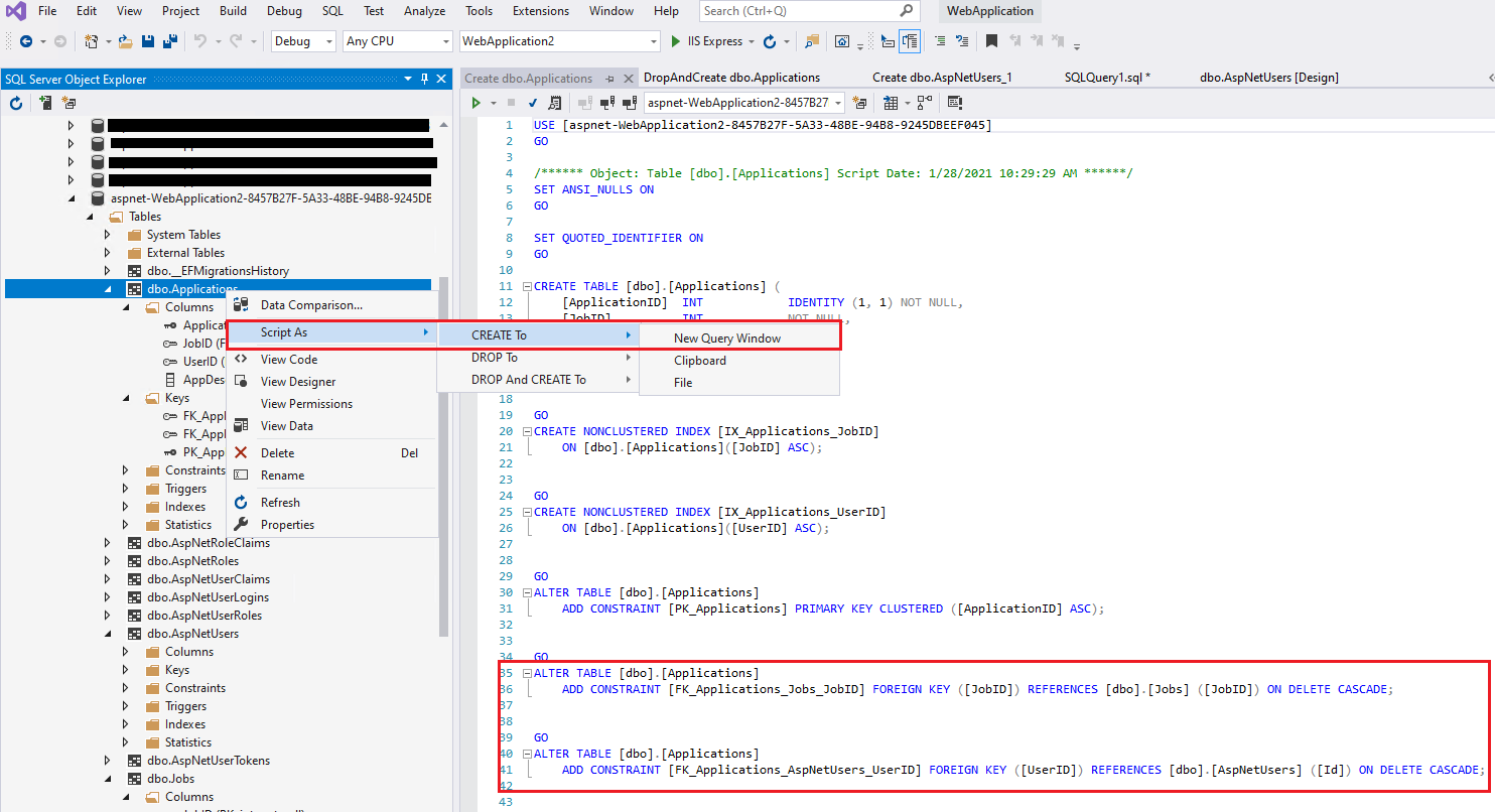 nveg9 SqlException: On Delete Cascade not working ASP.NET