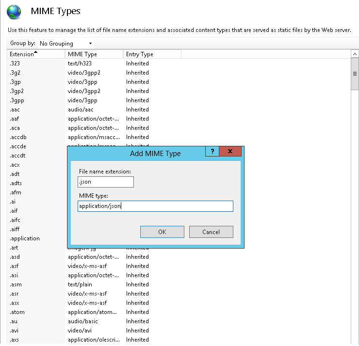 psesw How to allow download of .json file with ASP.NET