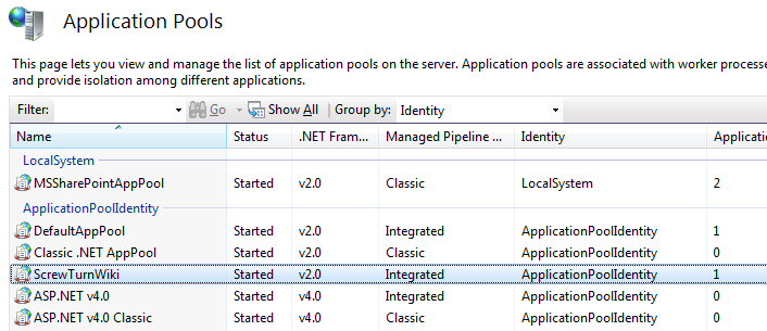 IIS7 Application Pools