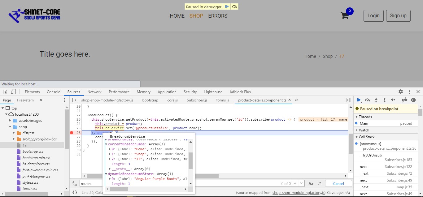 scwve Breadcrumbs in Angular don't show my children node details