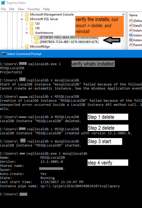 SQL Network Interfaces, error: 50 - Local Database Runtime error occurred. Cannot create an automatic instance