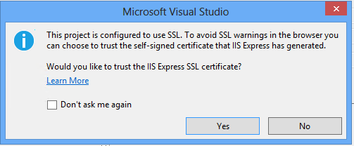 wglcf IIS Express trust self-signed SSL certificate pressed NO