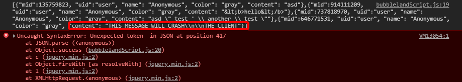 xzfmo JSON parser keeps failing on newline even after adding another backslash
